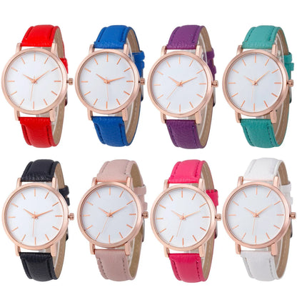 Women's square quartz watch with alloy case and PU leather strap in multiple colour options