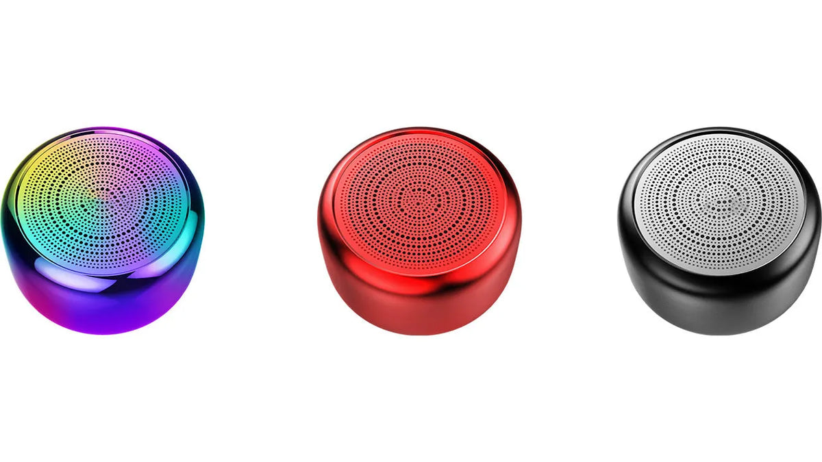 VVADI mini Bluetooth speaker with aluminium alloy shell, 3W output, 6-hour battery and USB charging, in Black, Golden or Red