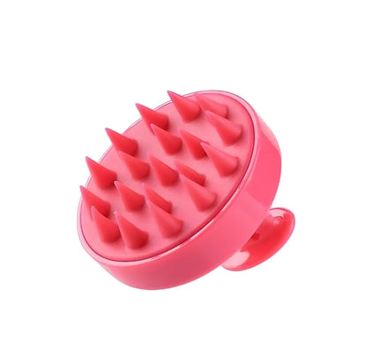 Black silicone shampoo brush with hook design measuring 8x8x7cm for scalp massage during hair washing
