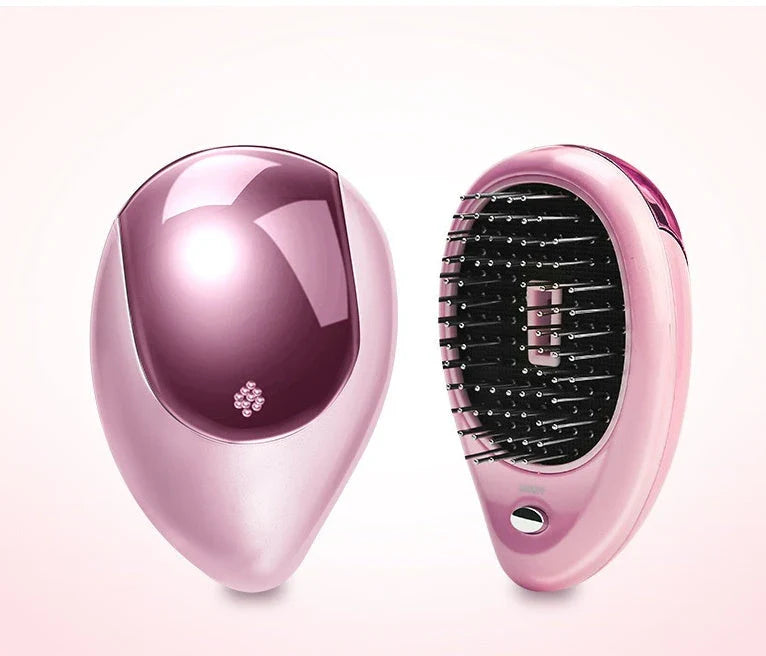 Portable vibrating hair massage comb with ionic technology for on-the-go hair rejuvenation and styling
