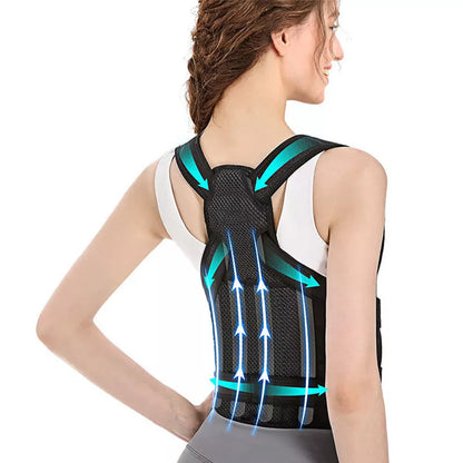 Kyphotone Posture Brace in black, adjustable for men and women to improve posture and reduce back pain