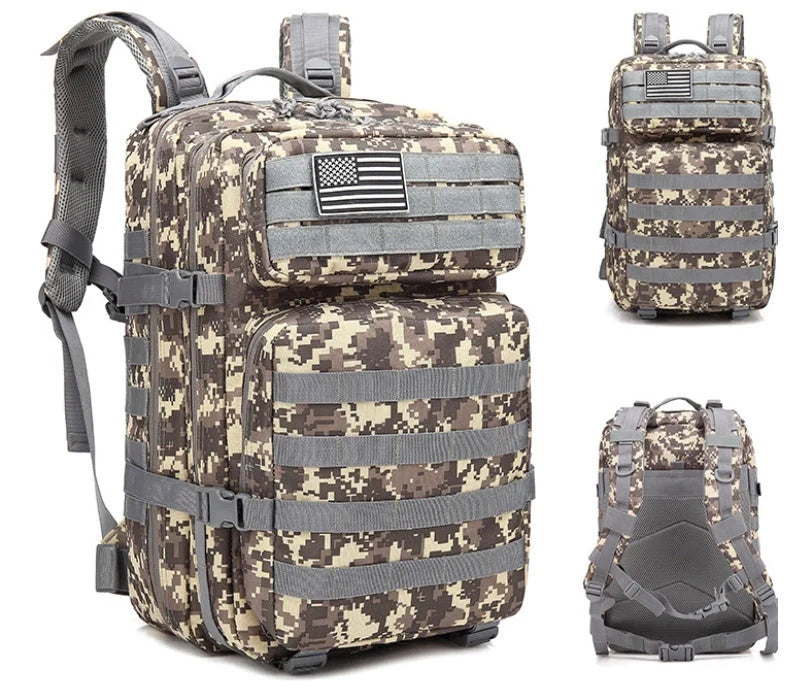 Durable 50L tactical backpack for outdoor adventures and daily commutes