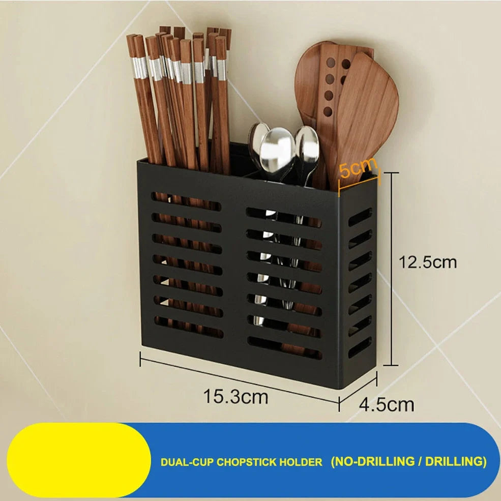 Stainless steel kitchen wall shelf with multiple rack options for utensils and storage