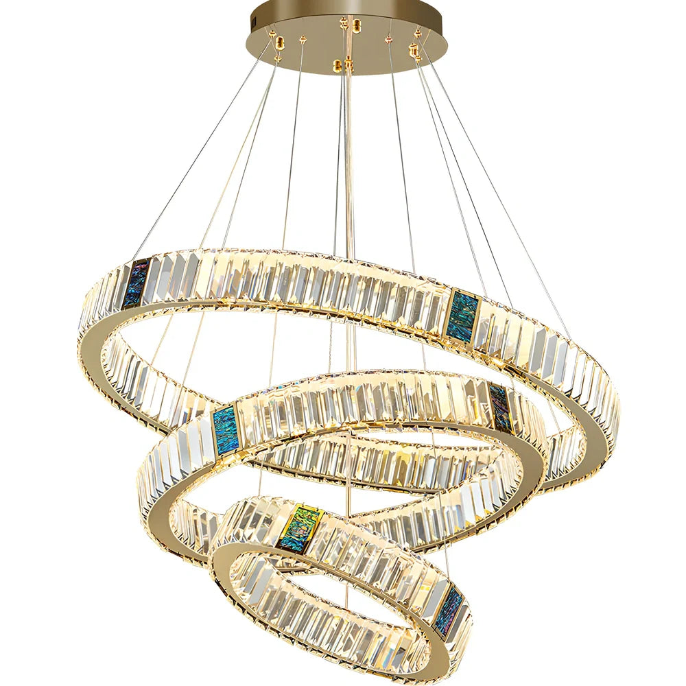 Weiwei crystal chandelier with stainless steel frame and remote control for stepless dimming in multiple layer configurations