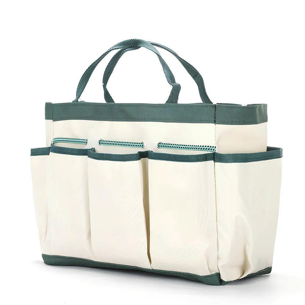 Green garden storage bag set with three 315x250mm compartments for tool organisation