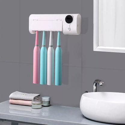 Smart UV Toothbrush Holder in white with LCD display for sterilization timing