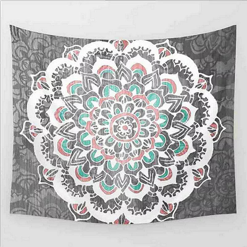 3D digital printing polyester elephant mandala tapestry in vibrant colors