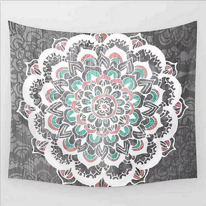 3D digital printing polyester elephant mandala tapestry in vibrant colors