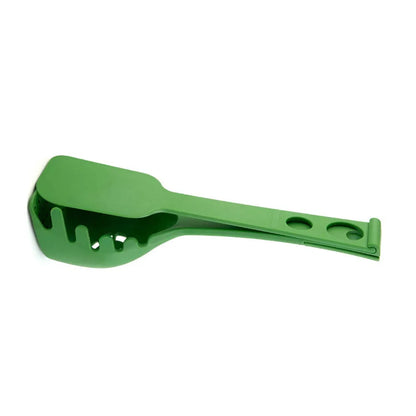 Plastic kitchen shovel and spaghetti spoon set with measurements shown