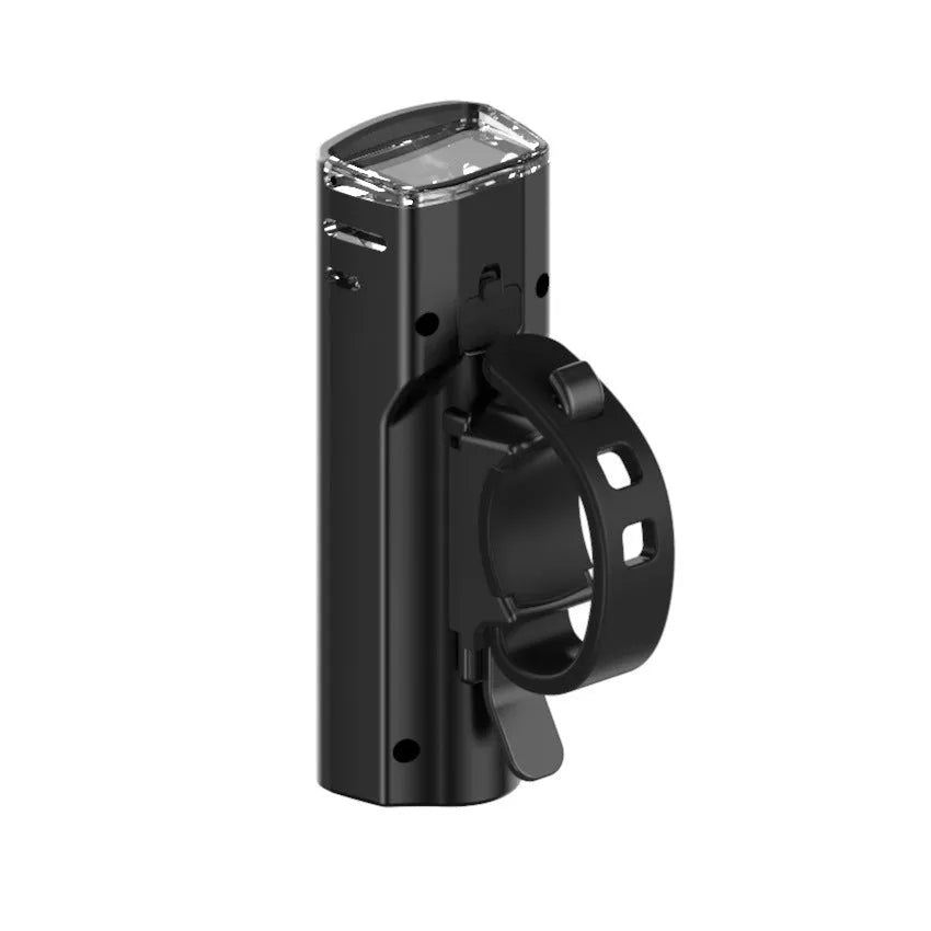 Black LED night bike light with USB charging port, 1500 mAh battery