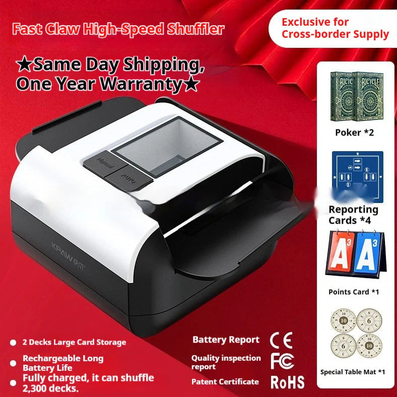 Automatic shuffling machine with wireless calling devices and poker cards on table