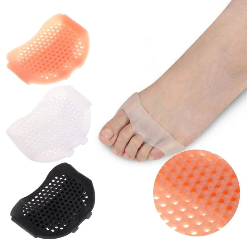 Honeycomb silicone front pads for high heels in black, white, and skin tone