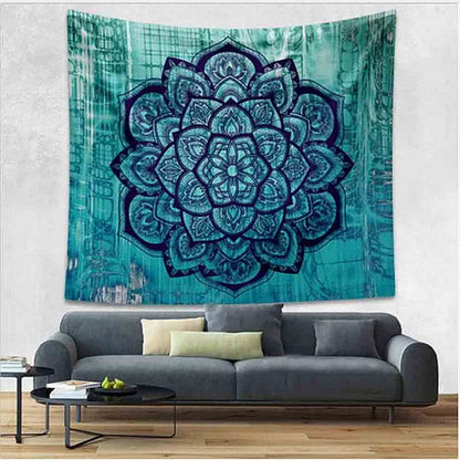 3D digital printing polyester elephant mandala tapestry in vibrant colors
