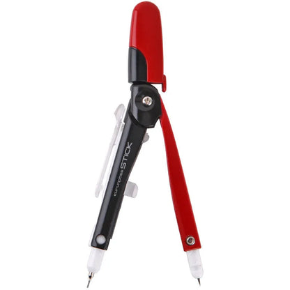 Blue automatic pen with compass function and protective cap, shown next to a ruler indicating 122mm length.