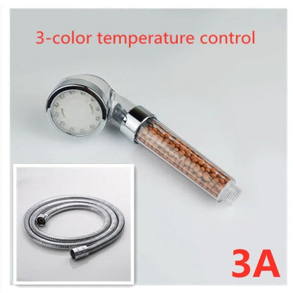 Color Changing LED Shower Head with temperature sensor and high-pressure filter