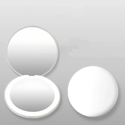 Mini LED makeup mirror with dual magnification and 80 LED lights in compact 90mm design