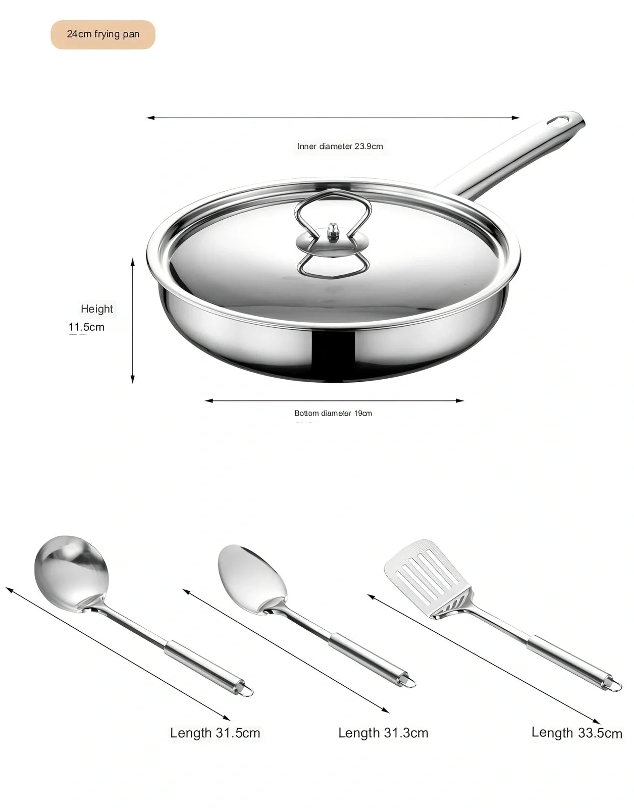 Stainless steel cookware set with 12 pots, glass lids, and utensils in compact 45cm storage package