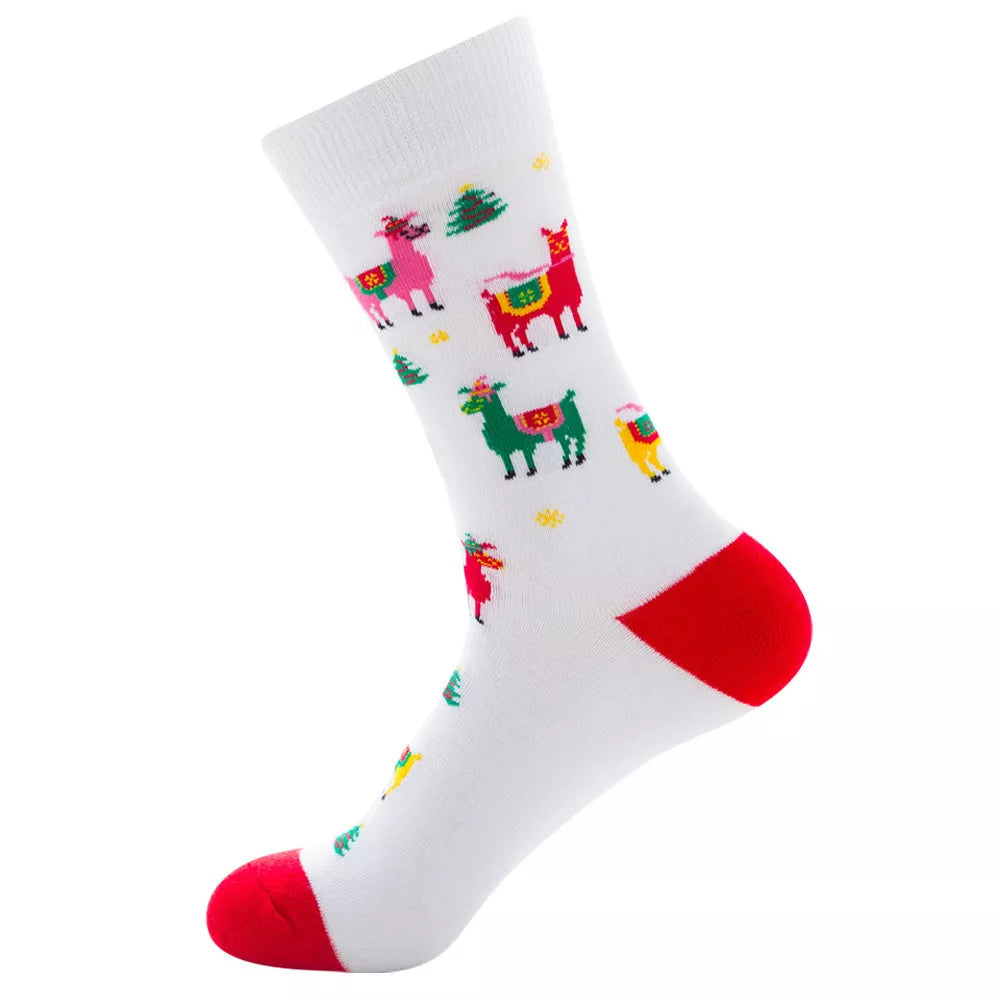 Christmas Tree Snow Elk Gift Cotton Happy Socks with antibacterial feature