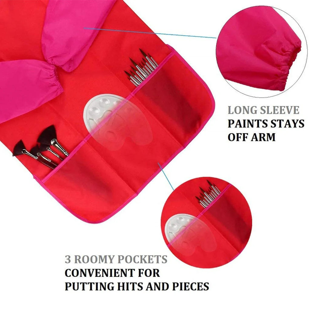 Children's waterproof painting apron with long sleeves in various colors