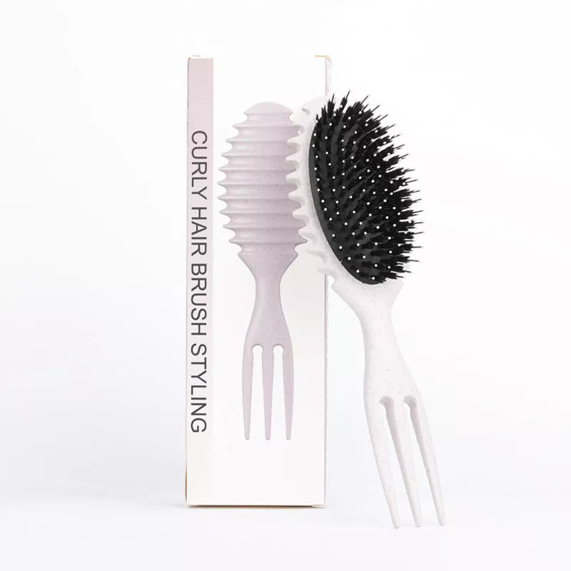 3-in-1 curl defining hair brush set with boar bristle comb and detangling brush