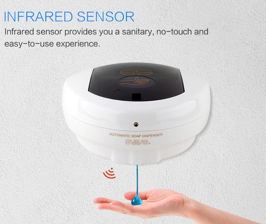 Wall-mounted automatic soap dispenser in white, featuring touch-free operation and durable ABS plastic construction
