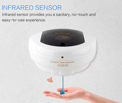 Wall-mounted automatic soap dispenser in white, featuring touch-free operation and durable ABS plastic construction