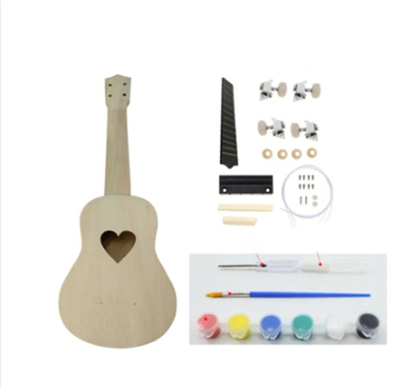 Hand-painted cherry blossom ukulele for beginners, 21 inches, basswood construction