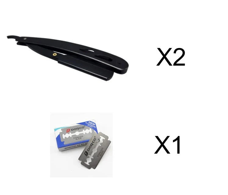 Premium stainless steel straight razor with sharp blades for a smooth, comfortable shave