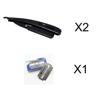 Premium stainless steel straight razor with sharp blades for a smooth, comfortable shave