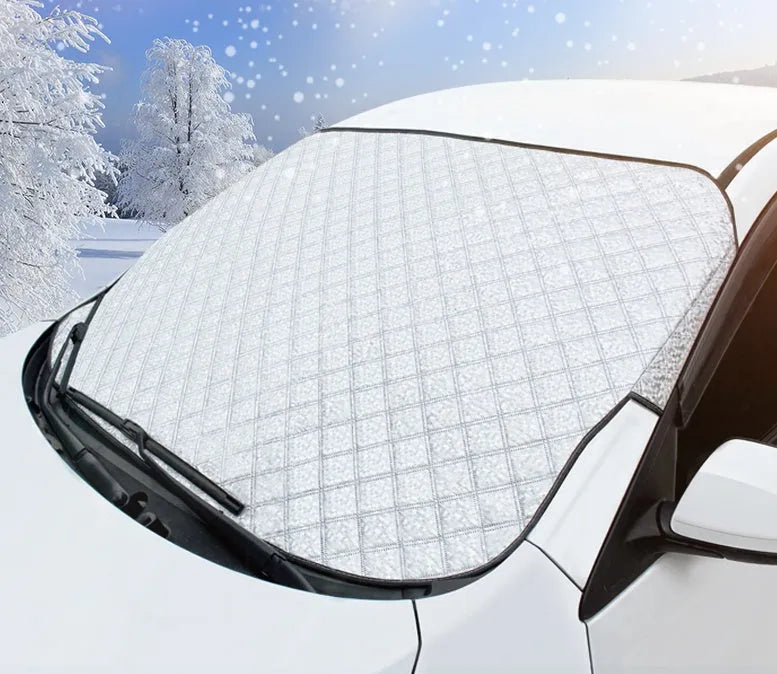 Car snow block aluminized film front windshield cover with external anti-theft design in size 100x147C or 143X93.