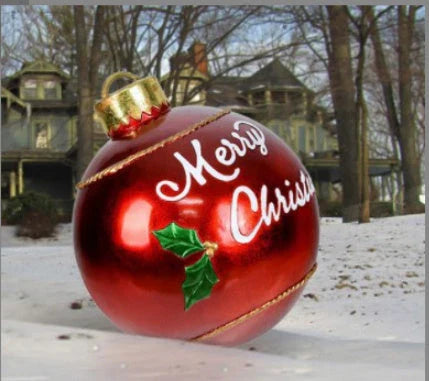 Vibrant, inflatable Christmas ornaments in various holiday designs for outdoor decoration