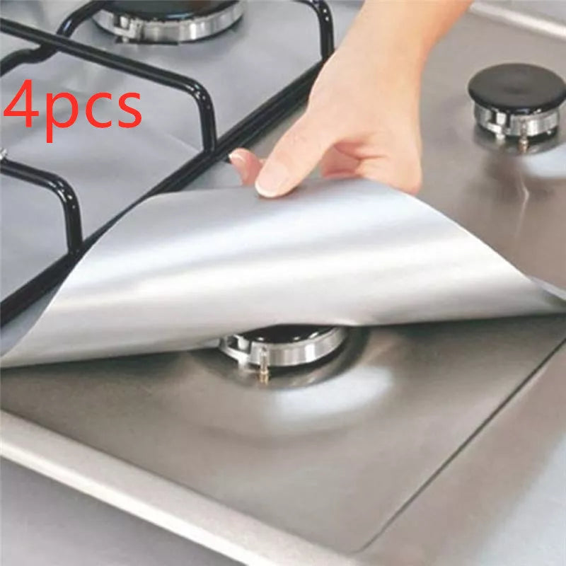 Gas Stove Protective Pad in black, silver, or beige, 27x27cm, high-temperature resistant