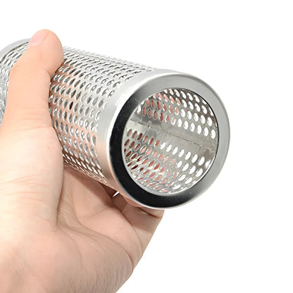 Round stainless steel barbecue smoke absorber attachments, 6 inch and 12 inch diameters, polished food grade for grill smoke control