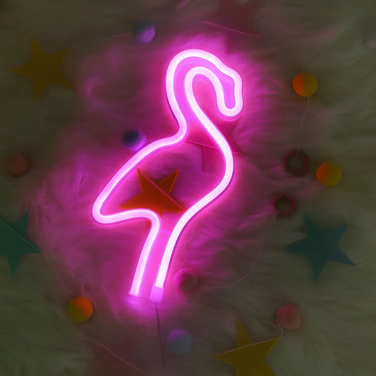 Pink LED flamingo light with 30cm height and battery operation for wall or surface decoration