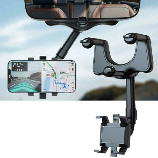 Black car rearview mirror swivel navigation bracket for secure device mounting