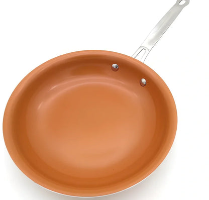Copper ceramic non-stick frying pan with induction base in 20cm, 24cm, 28cm sizes