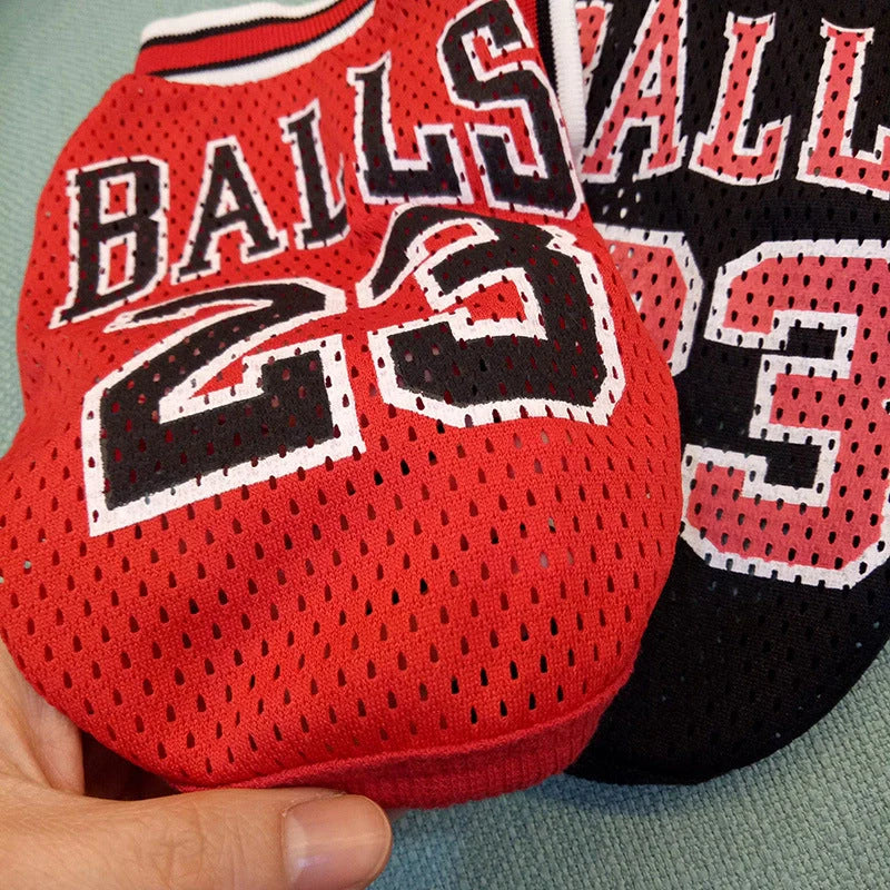 A stylish and breathable dog vest in red and black colors, designed to keep your furry friend cool and comfortable during the summer months.