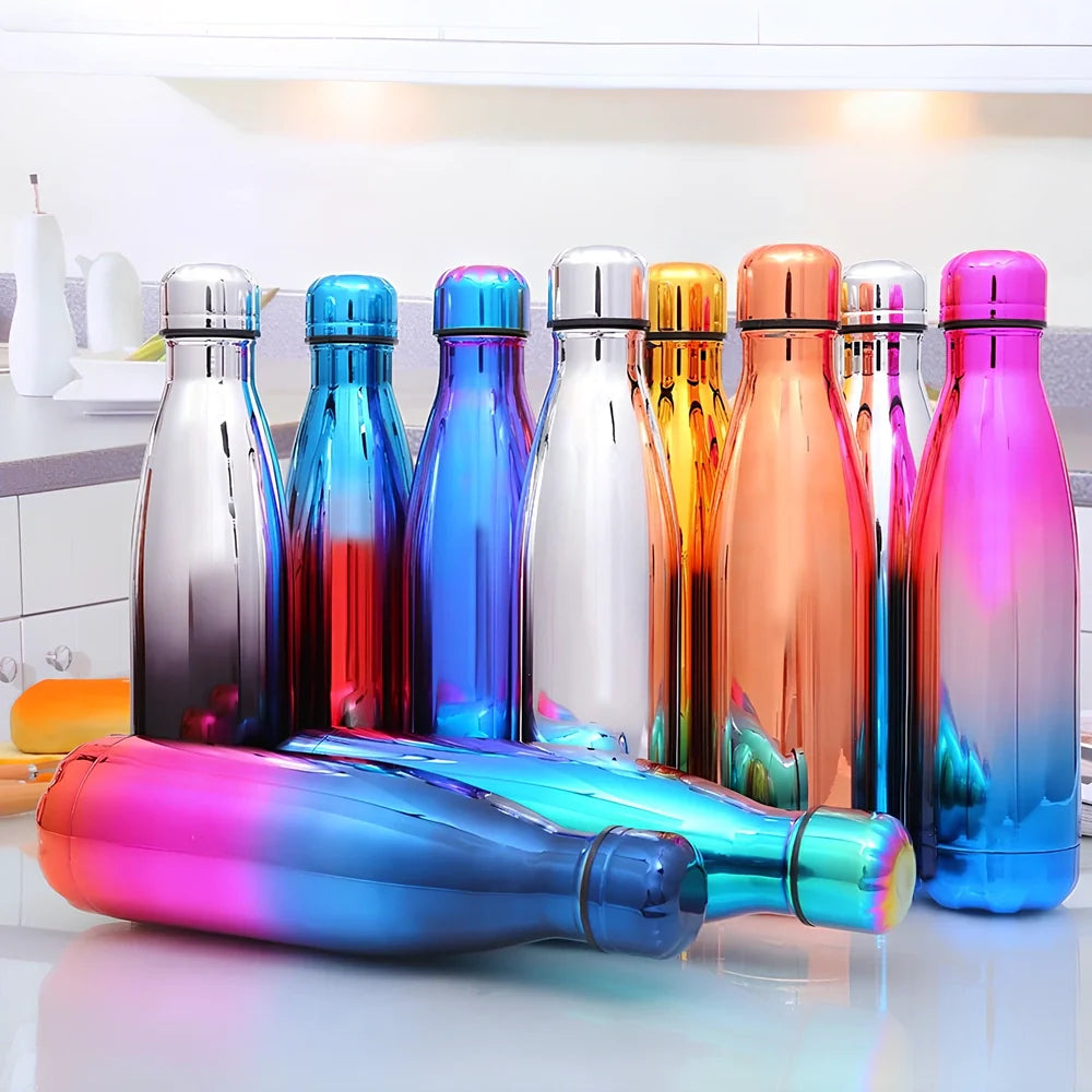 Stainless steel thermal water bottle with 500ml capacity and vacuum insulation technology