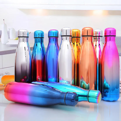Stainless steel thermal water bottle with 500ml capacity and vacuum insulation technology