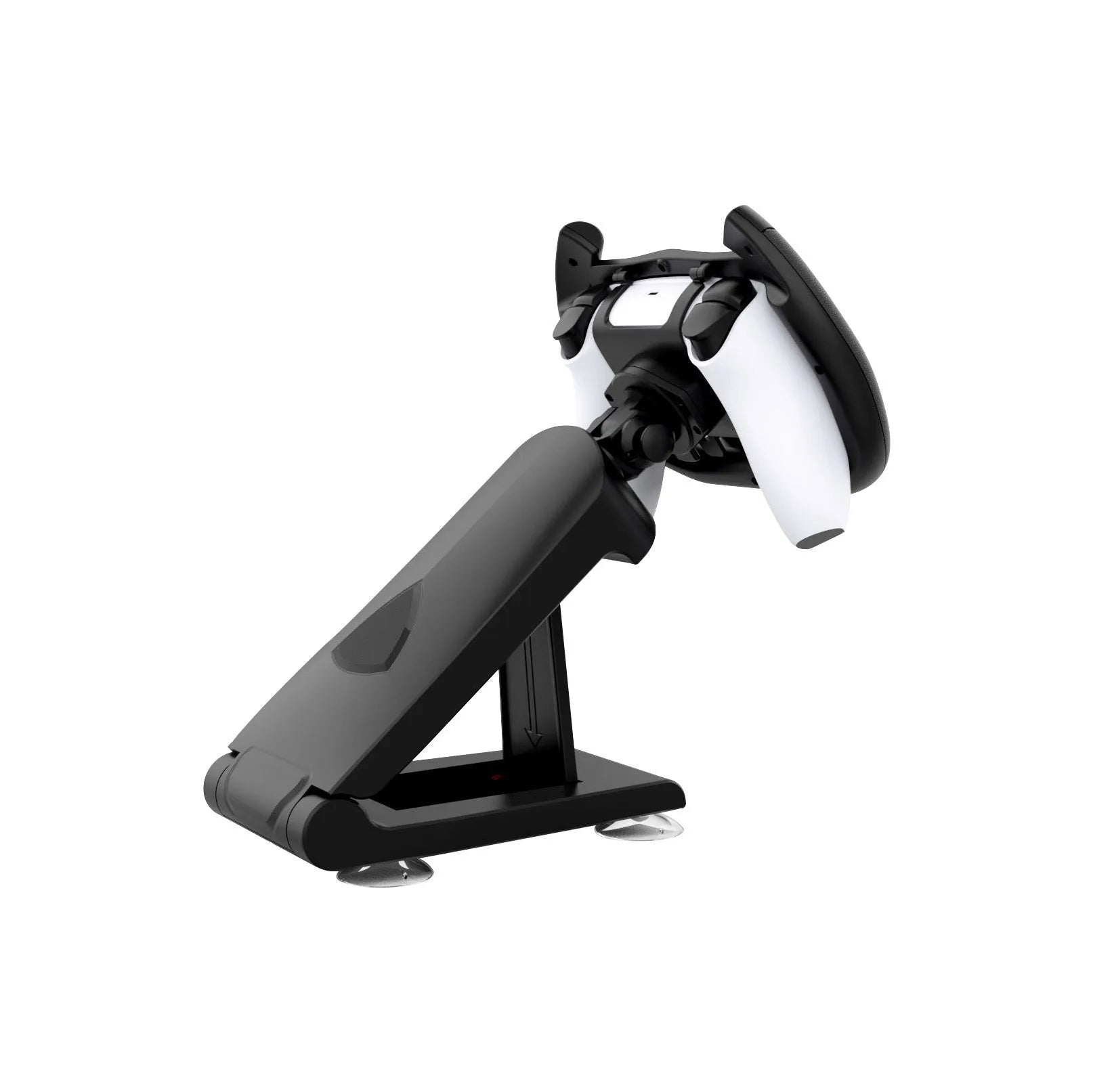 Black ABS gamepad steering wheel bracket with suction cup for mounting mobile devices during gaming