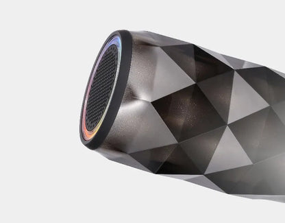 Black crystal diamond-cut Coke can shaped Bluetooth speaker with colourful starry sky LED lighting.