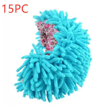 Chenille mop slippers in various colors for easy home cleaning