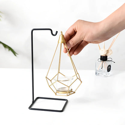 Geometric wrought iron candle holder in choice of 10 colours for home wall or table decoration