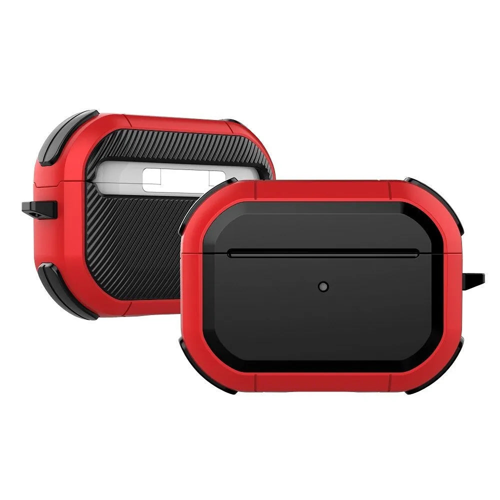 Black TPU and PC protective shell case for Apple AirPods 1, 2, and AirPods Pro charging case