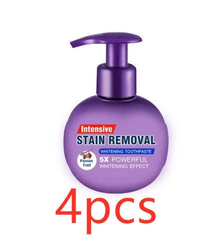 Whitening blueberry toothpaste in a variety of color and pack options, featuring baking soda and natural ingredients for a clean, fresh smile.
