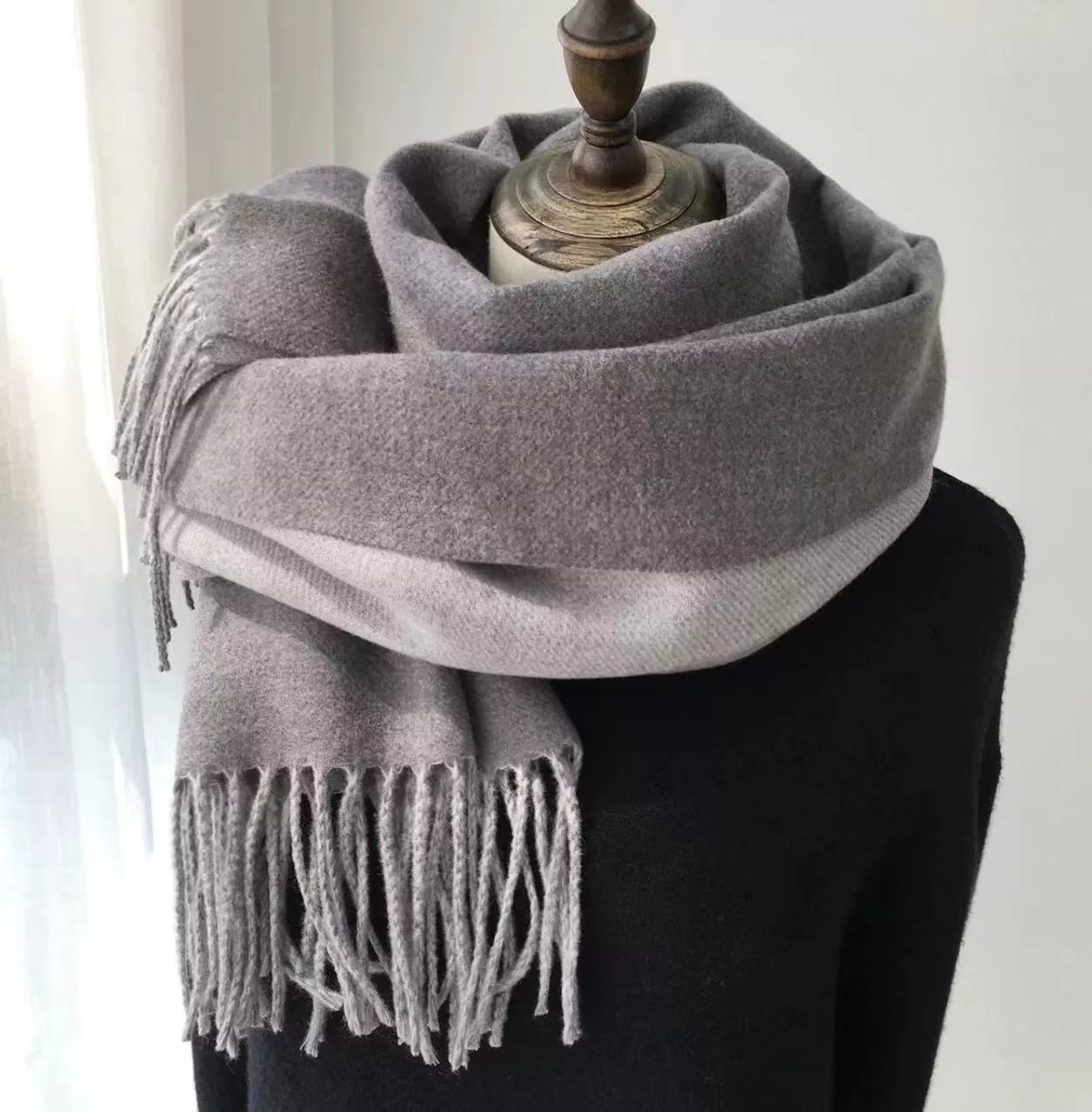 Double-sided Artificial Australian Wool Scarf Shawl in various colors for winter warmth