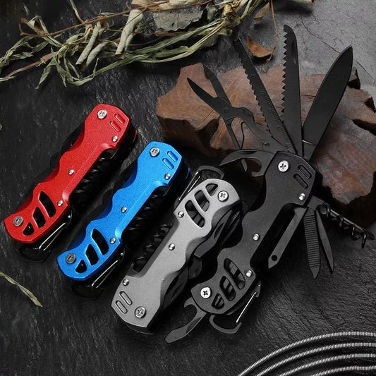 Multi-function emergency folding knife with aluminum handle for outdoor use