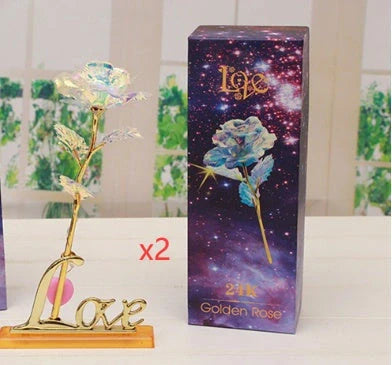 Handmade 24K gold rose flower set in elegant gift box