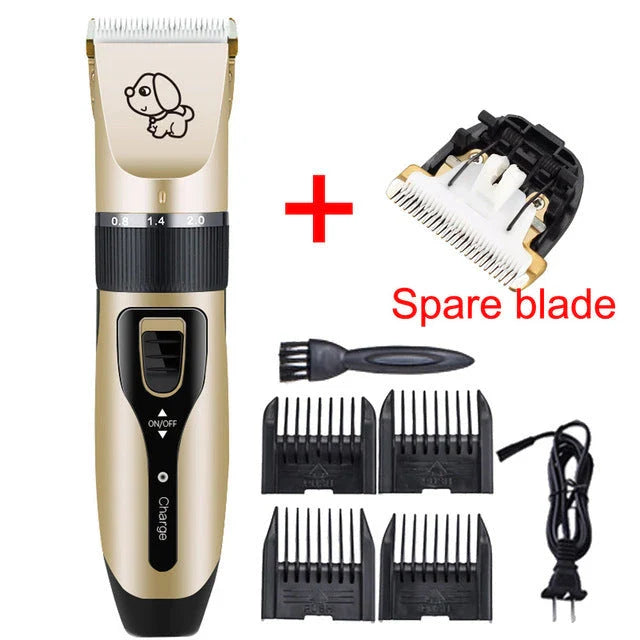 Powerful cordless pet grooming clipper with 5 adjustable speed settings, titanium-ceramic blade, and up to 2 hours of runtime