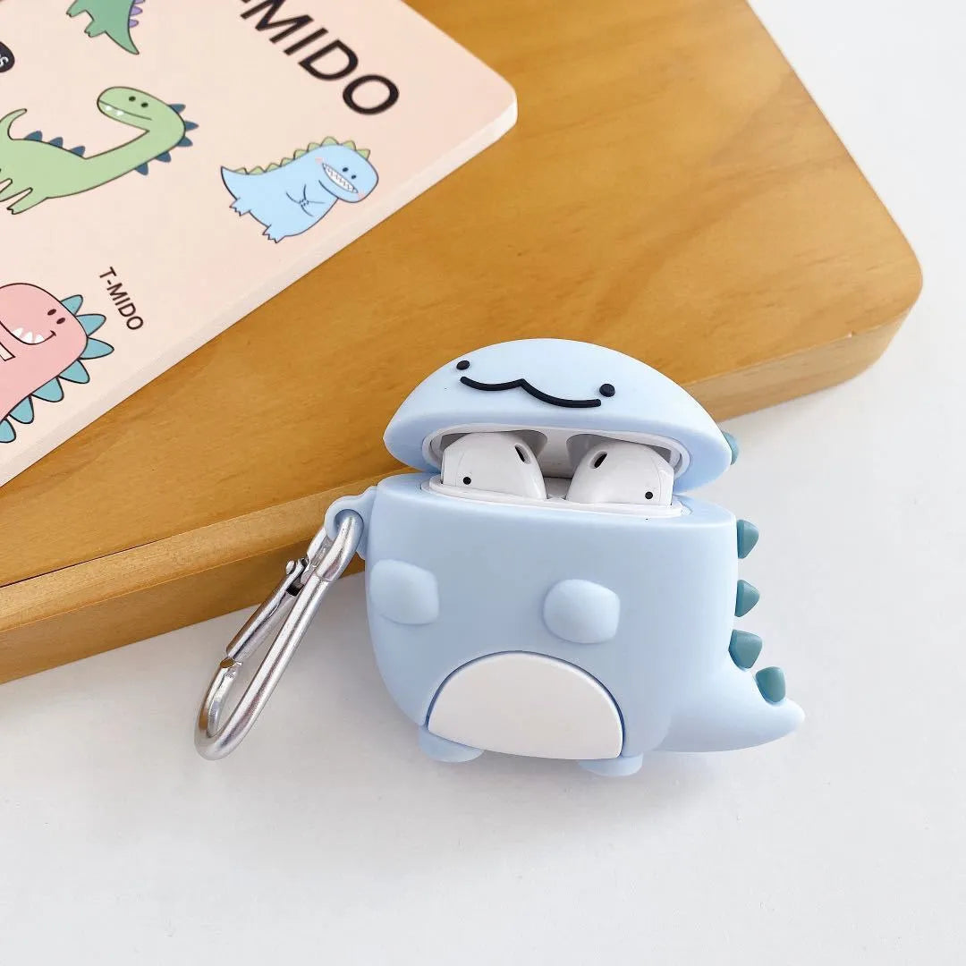 Blue silicone case for Apple AirPods featuring a cute baby dragon design.